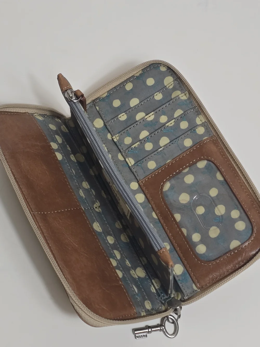 Fossil Key-per Zip Around Clutch Wallet W/key